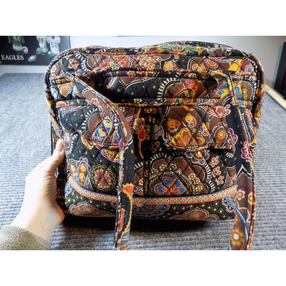 Vera Bradley Kensington Bowler Bag Blue Paisley Quilted Cotton Satchel Handbag